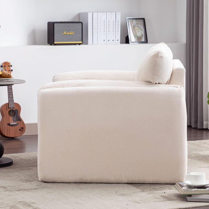 Modern Style Chenille Oversized Armchair Accent Chair Single Sofa Lounge Chair 38.6'' W for Living Room, Bedroom,Cream - DTYStore