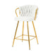 Modern design High stool Gold Plated legs Kitchen Dining White linen bar chair, suitable for Cafe Bar Restaurant (set of 2) - DTYStore
