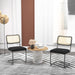 Set of 2, Teddy Velvet Dining Chair with High-Density Sponge, Rattan Chair for Dining room, Living room, Bedroom, Black - DTYStore
