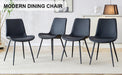 Black artificial leather backrest cushion dining chair, black metal legs, curved widened cushion design for more comfort, suitable for restaurants, kitchens, bedrooms, offices.(4 chairs) 0502 - DTYStore