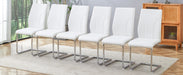 Set of 6 dining chairs, white dining chair set, PU material high backrest seats and sturdy leg chairs, suitable for restaurants, kitchens, living rooms - DTYStore