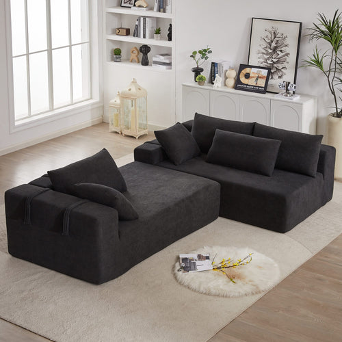 Modern Chenille Upholstered Sectional Sofa Couch Set,Modular 108' L Shaped Sectional Living Room Sofa Set With 6 Pillows,Free Combination Sofa Couch for Living Room,Bedroom(Right Chaise)W834P240010 - Image 7