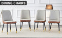 A modern dining chair with a light gray brown dual tone PU leather backrest and black metal legs, suitable for kitchens, bedrooms, and offices. Set of 4 pieces (light gray+brown+PU)C-007 W1151118958 - DTYStore