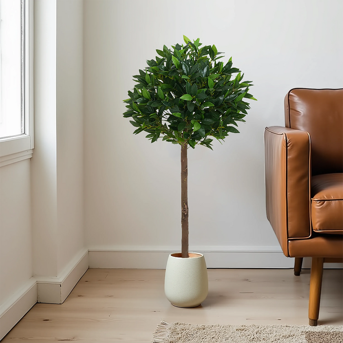 49' Artificial Topiary Bay Tree Ball With Pot, Set of 2 Default -DTYStore