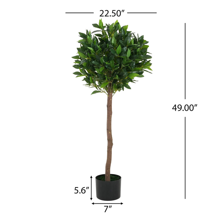 49' Artificial Topiary Bay Tree Ball With Pot, Set of 2 Default -DTYStore