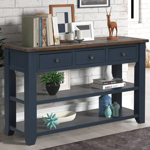 49'' Rectangular Solid Pine Wood 3-drawer 2-shelf Console Table Default -DTYStore