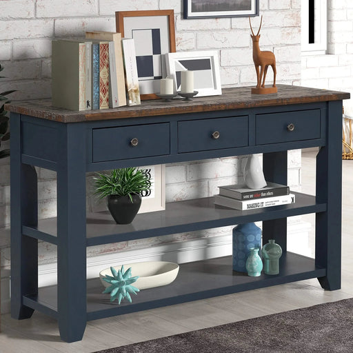 49'' Rectangular Solid Pine Wood 3-drawer 2-shelf Console Table Default -DTYStore