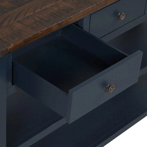 49'' Rectangular Solid Pine Wood 3-drawer 2-shelf Console Table Default -DTYStore