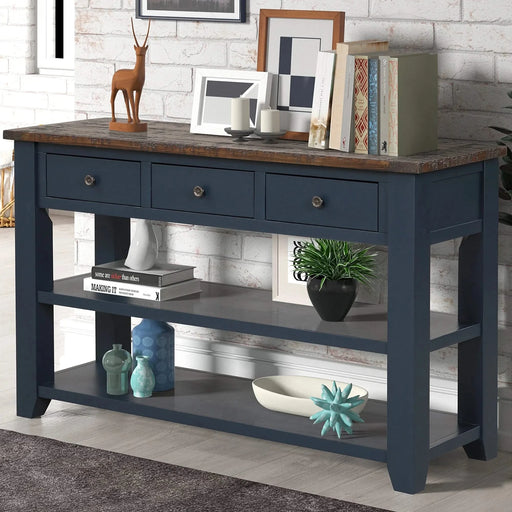 49'' Rectangular Solid Pine Wood 3-drawer 2-shelf Console Table Default -DTYStore