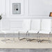 Luxury Simple Arch Chair - Set of 4 White PU Material High Resilience Dining Chair with Arched Metal Silver Leg. - DTYStore