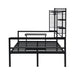 Full size Metal Daybed with Movable Desk, Metal Grid, Shelves and Clothes Hanger, Black - DTYStore
