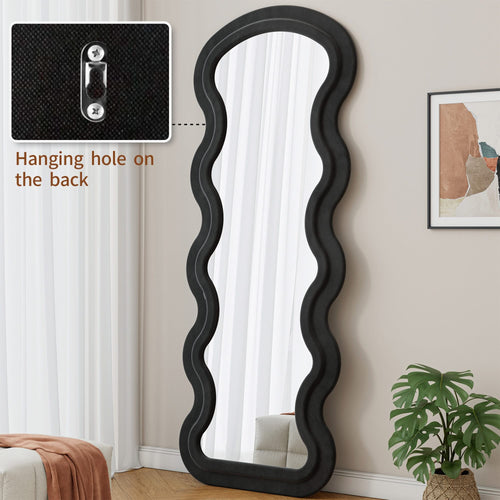 Flannel Full Length Wave  Floor Mirror  for Bedroom living room Hanging or Against The Wall black - Image 5