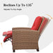 Indoor & Outdoor Recliner, All-Weather Wicker Reclining Patio Chair, Red Cushion (Red,1 Chair) - DTYStore