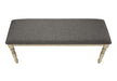 Bench, 48' Rectangular, Upholstered, Wood, Entryway, Dining Room, Kitchen, Antique Grey, Grey Fabric, Grey Solid Wood, Transitional - DTYStore