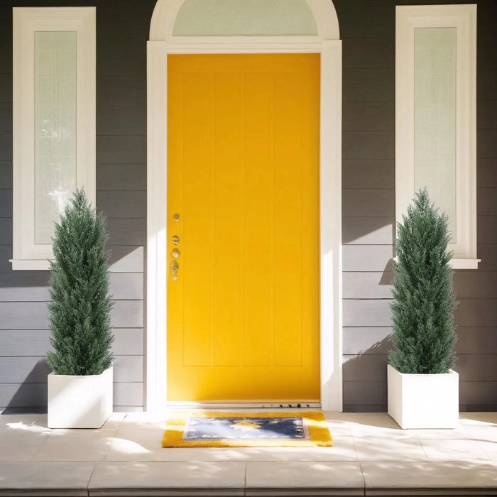 4FT Artificial Green Pine Cypress Tree Realistic Plastic Faux Plant for Indoor and Outdoor Decoration 2pcs/set Default -DTYStore