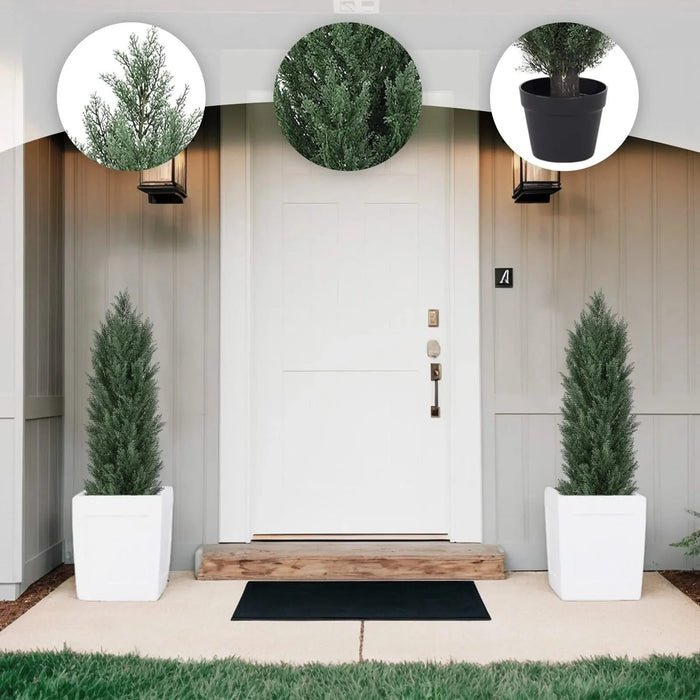 4FT Artificial Green Pine Cypress Tree Realistic Plastic Faux Plant for Indoor and Outdoor Decoration 2pcs/set Default -DTYStore