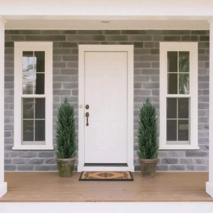 4FT Artificial Green Pine Cypress Tree Realistic Plastic Faux Plant for Indoor and Outdoor Decoration 2pcs/set Default -DTYStore