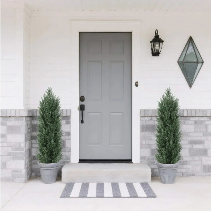 4FT Artificial Green Pine Cypress Tree Realistic Plastic Faux Plant for Indoor and Outdoor Decoration 2pcs/set Default -DTYStore