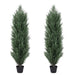 4FT Artificial Green Pine Cypress Tree Realistic Plastic Faux Plant for Indoor and Outdoor Decoration 2pcs/set Default -DTYStore