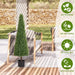 4FT Conical Topiary Cedar Trees Artificial Outdoor Lifelike Faux Evergreen Shrubs and Bushes, UV Resistant Fake Potted Plants for Front Porch and Garden Decor, 2pcs/set Default -DTYStore