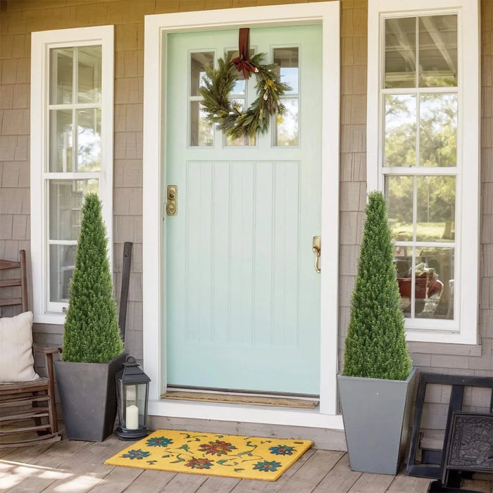 4FT Conical Topiary Cedar Trees Artificial Outdoor Lifelike Faux Evergreen Shrubs and Bushes, UV Resistant Fake Potted Plants for Front Porch and Garden Decor, 2pcs/set Default -DTYStore