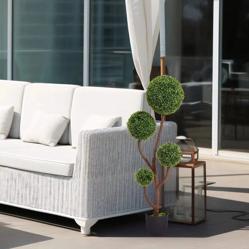 4FT Tall Artificial Boxwood Topiary Tree Large Faux Green Plant in Pot for Indoor Outdoor Home Office Porch Decor, 1pc/set Default -DTYStore