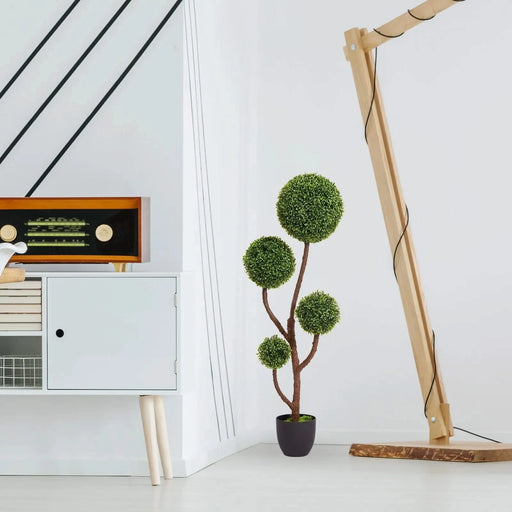 4FT Tall Artificial Boxwood Topiary Tree Large Faux Green Plant in Pot for Indoor Outdoor Home Office Porch Decor, 1pc/set Default -DTYStore