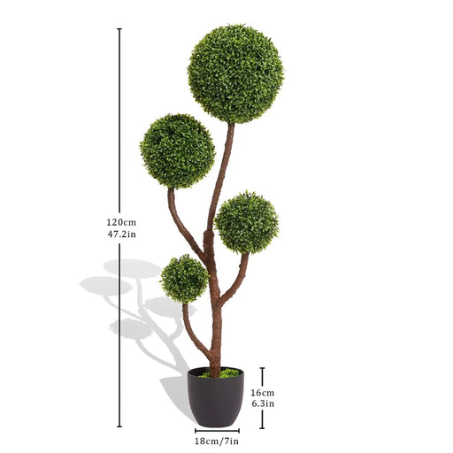 4FT Tall Artificial Boxwood Topiary Tree Large Faux Green Plant in Pot for Indoor Outdoor Home Office Porch Decor, 1pc/set Default -DTYStore