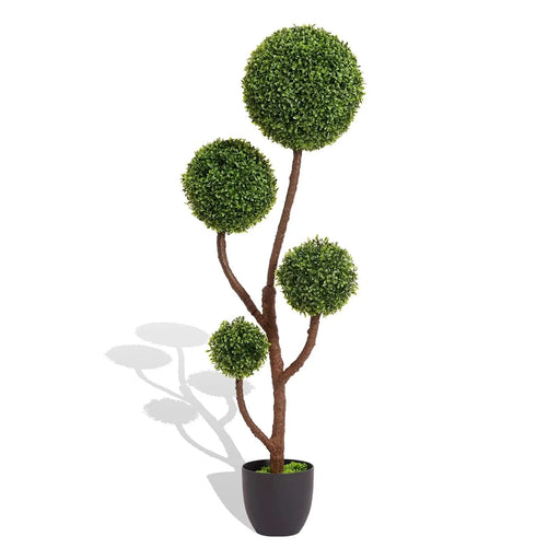 4FT Tall Artificial Boxwood Topiary Tree Large Faux Green Plant in Pot for Indoor Outdoor Home Office Porch Decor, 1pc/set Default -DTYStore