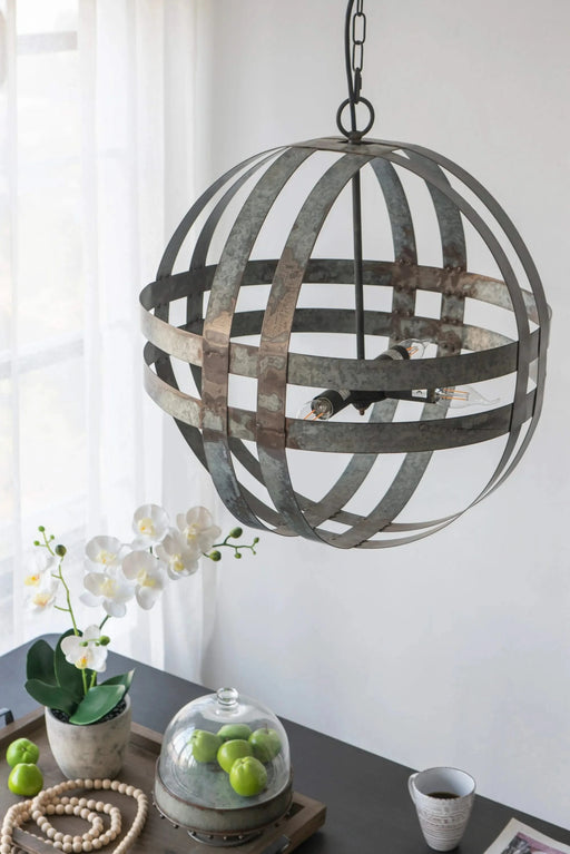 4 - Light Galvanized Chandelier, Hanging Light Fixture with Adjustable Chain for Kitchen Dining Room Foyer Entryway, Bulb Not Included Default -DTYStore