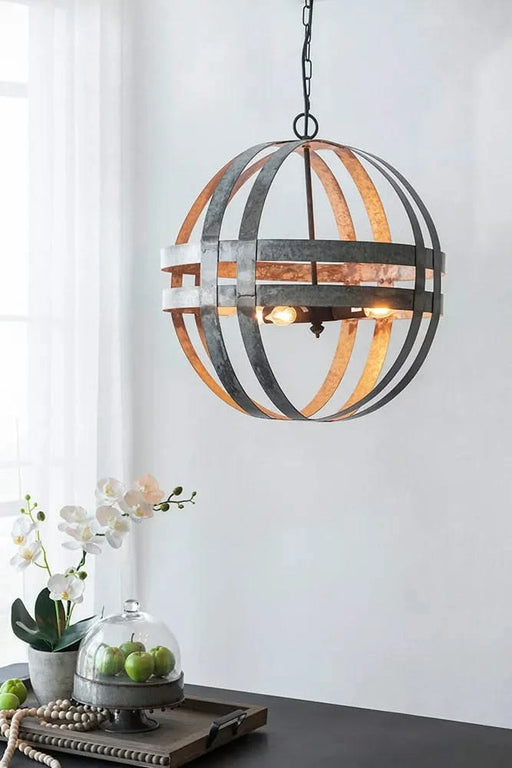 4 - Light Galvanized Chandelier, Hanging Light Fixture with Adjustable Chain for Kitchen Dining Room Foyer Entryway, Bulb Not Included Default -DTYStore