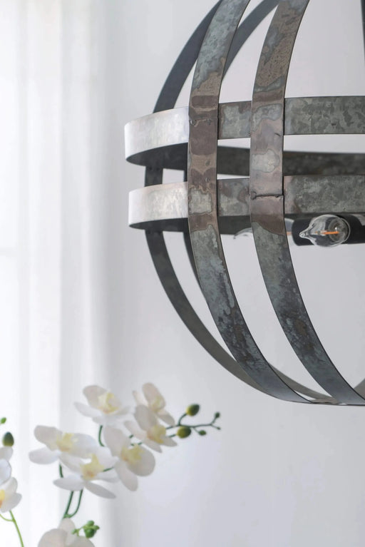 4 - Light Galvanized Chandelier, Hanging Light Fixture with Adjustable Chain for Kitchen Dining Room Foyer Entryway, Bulb Not Included Default -DTYStore