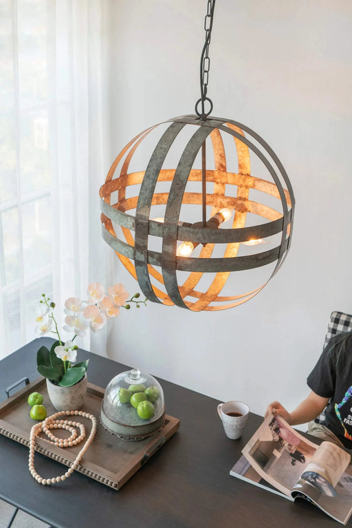 4 - Light Galvanized Chandelier, Hanging Light Fixture with Adjustable Chain for Kitchen Dining Room Foyer Entryway, Bulb Not Included Default -DTYStore