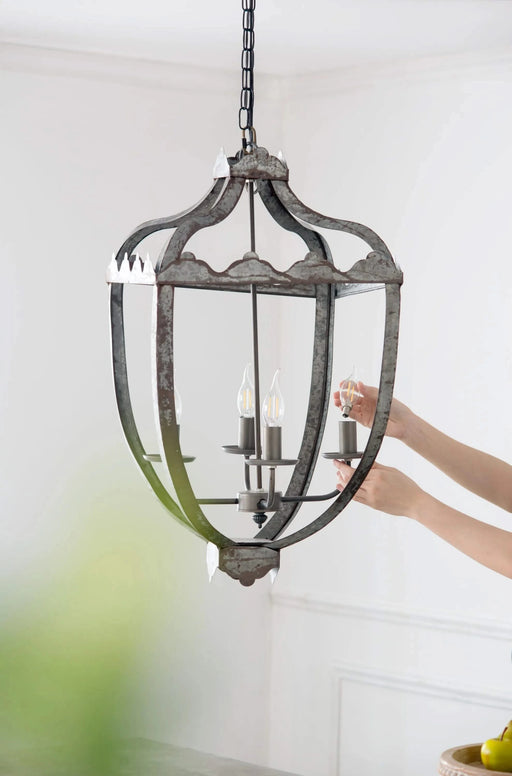 4 - Light Metal Chandelier, Hanging Light Fixture with Adjustable Chain for Kitchen Dining Room Foyer Entryway, Bulb Not Included Default -DTYStore