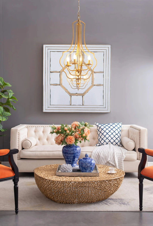 4 - Light Metal Chandelier, Hanging Light Fixture with Adjustable Chain for Kitchen Dining Room Foyer Entryway, Bulb Not Included Default -DTYStore