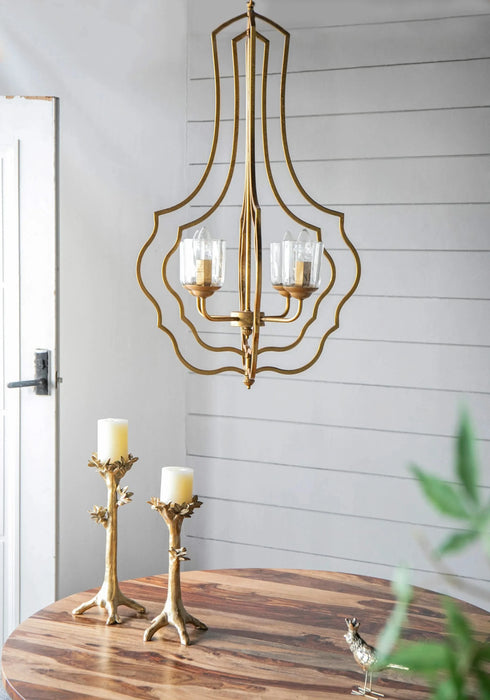 4 - Light Metal Chandelier, Hanging Light Fixture with Adjustable Chain for Kitchen Dining Room Foyer Entryway, Bulb Not Included Default -DTYStore