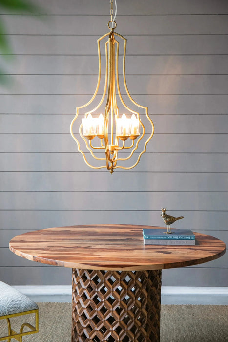 4 - Light Metal Chandelier, Hanging Light Fixture with Adjustable Chain for Kitchen Dining Room Foyer Entryway, Bulb Not Included Default -DTYStore