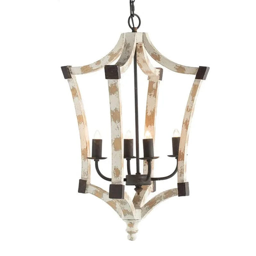 4 - Light Wood Chandelier, Hanging Light Fixture with Adjustable Chain for Kitchen Dining Room Foyer Entryway, Bulb Not Included Default -DTYStore