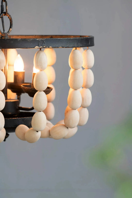 4 - Light Wood Chandelier, Hanging Light Fixture with Adjustable Chain for Kitchen Dining Room Foyer Entryway, Bulb Not Included Default -DTYStore