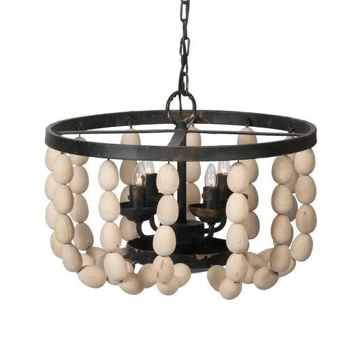 4 - Light Wood Chandelier, Hanging Light Fixture with Adjustable Chain for Kitchen Dining Room Foyer Entryway, Bulb Not Included Default -DTYStore