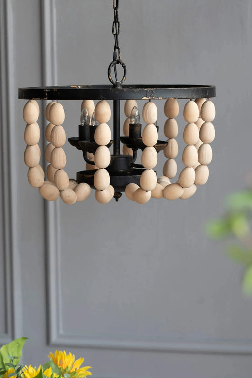 4 - Light Wood Chandelier, Hanging Light Fixture with Adjustable Chain for Kitchen Dining Room Foyer Entryway, Bulb Not Included Default -DTYStore