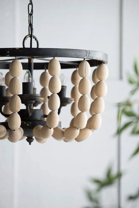 4 - Light Wood Chandelier, Hanging Light Fixture with Adjustable Chain for Kitchen Dining Room Foyer Entryway, Bulb Not Included Default -DTYStore