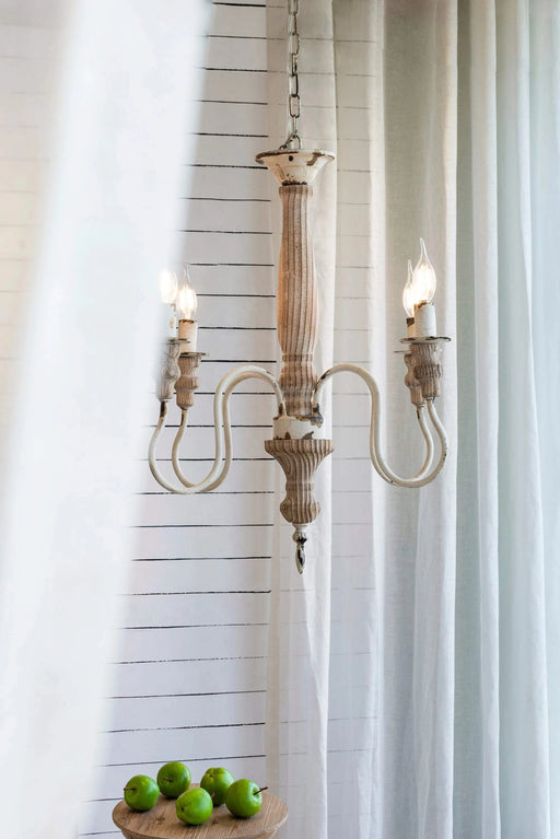 4 - Light Wood Chandelier, Hanging Light Fixture with Adjustable Chain for Kitchen Dining Room Foyer Entryway, Bulb Not Included Default -DTYStore