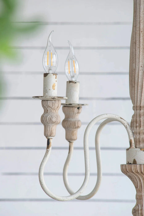 4 - Light Wood Chandelier, Hanging Light Fixture with Adjustable Chain for Kitchen Dining Room Foyer Entryway, Bulb Not Included Default -DTYStore