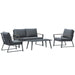 4 Piece Patio Furniture Set, Aluminum Conversation Set, Outdoor Garden Sofa Set with Armchairs, Loveseat, Center Coffee Table and Cushions, Dark Grey Default -DTYStore