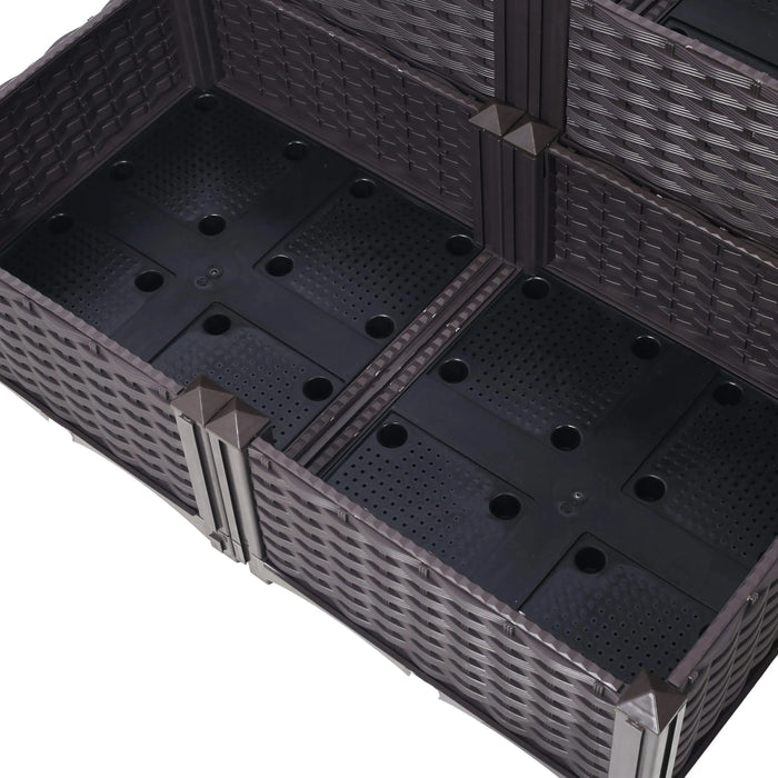 4 Piece Raised Garden Bed with Legs, Self-Watering Planter Box Raised Bed to Grow Flowers, Herbs & Vegetables, Brown Default -DTYStore