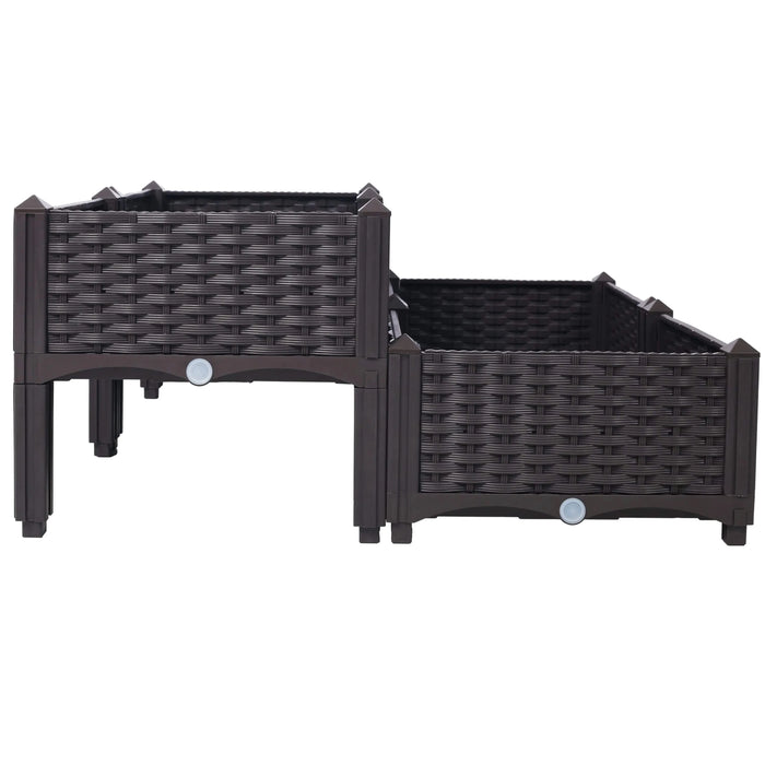 4 Piece Raised Garden Bed with Legs, Self-Watering Planter Box Raised Bed to Grow Flowers, Herbs & Vegetables, Brown Default -DTYStore