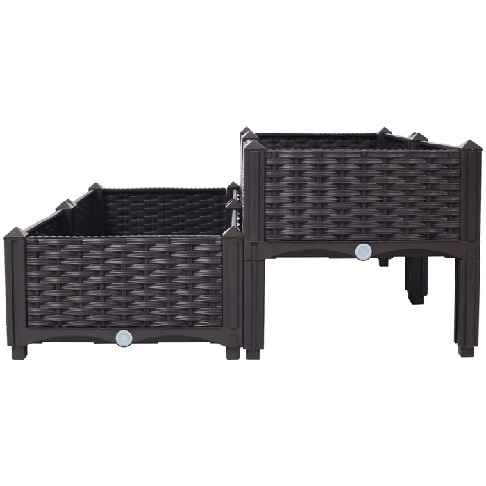 4 Piece Raised Garden Bed with Legs, Self-Watering Planter Box Raised Bed to Grow Flowers, Herbs & Vegetables, Brown Default -DTYStore