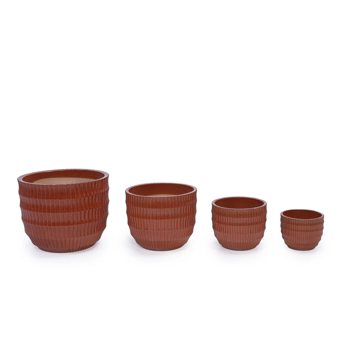 4 Pieces Ceramic Flowerpot, Modern Planter for Patio, Garden or Windowsills - Coral Default -DTYStore
