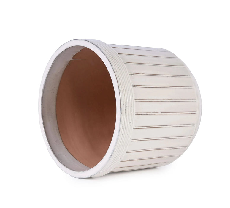4 Pieces Ceramic Flowerpot, Modern Planter for Patio, Garden or Windowsills - Cream Color- DTY Store